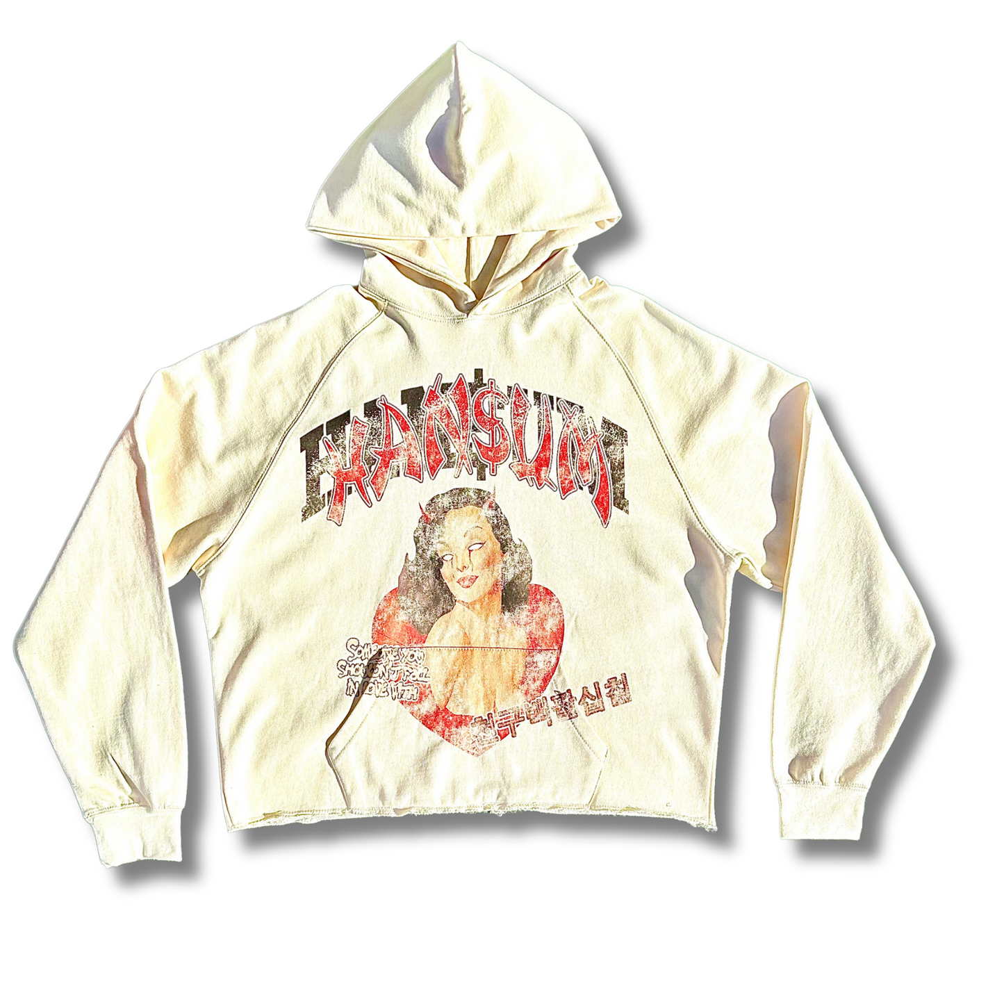 HAN$UM “She’s Trouble” Devil Hoodie – Grey or Cream