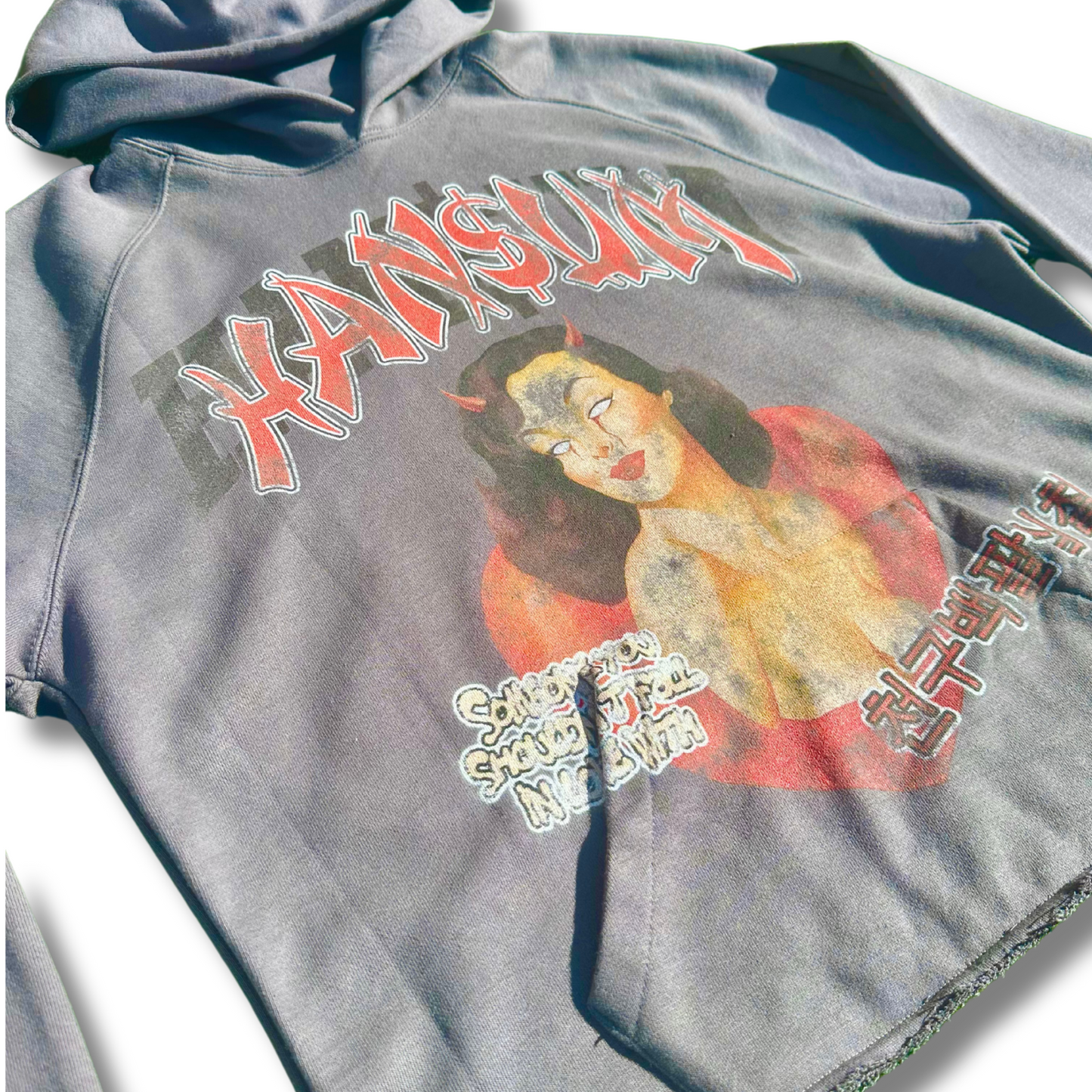 HAN$UM “She’s Trouble” Devil Hoodie – Grey or Cream